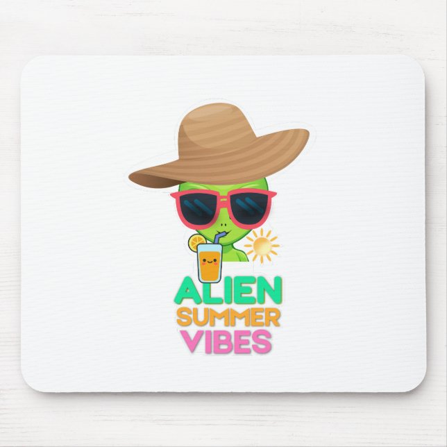 Retro-Alien-Sommerstrand-Vibes Mousepad (Vorne)