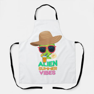 Retro-Alien-Sommerstrand-Vibes Schürze