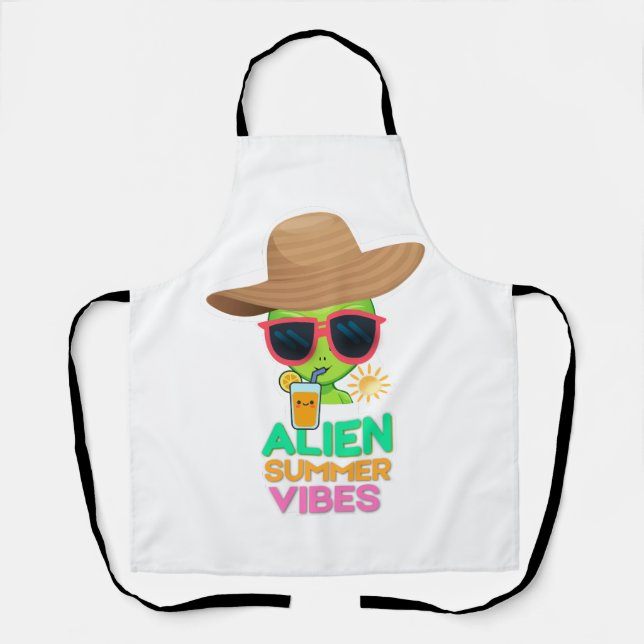 Retro-Alien-Sommerstrand-Vibes Schürze (Vorderseite)