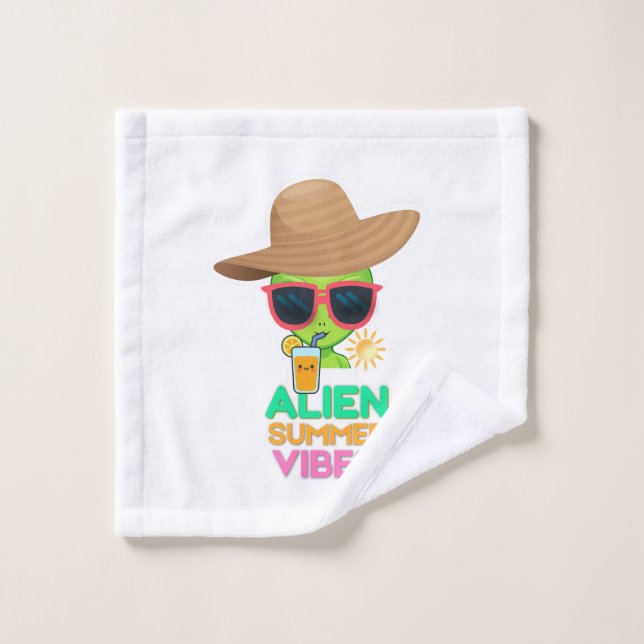 Retro-Alien-Sommerstrand-Vibes Waschlappen (Waschlappen)