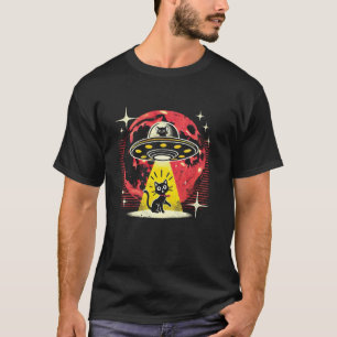 Retro-Alien-Strahl-UFO-Katzen-Entführung-Kosmische T-Shirt