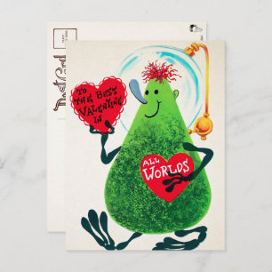 Retro Alien Valentinstag Postkarte