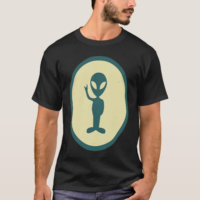Retro Alien Vintage UFO T-Shirt (Vorderseite)