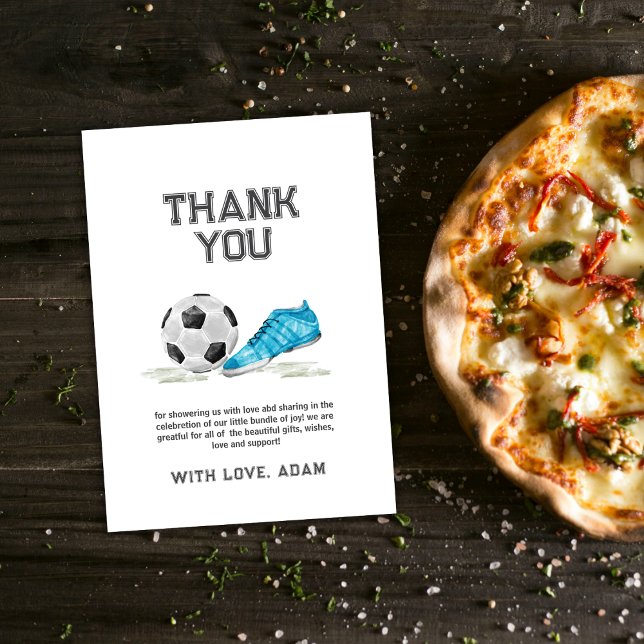 Retro All Star Soccer Sport Boy Baby Shower  Dankeskarte (Retro All Star Soccer Sport Boy Baby Shower Thank You Card)