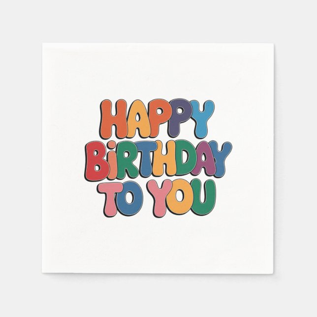 Retro Alles Gute zum Geburtstag Serviette (Vorderseite)