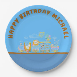 Retro Alles Gute zum Geburtstag Tier Zug Papier Te Pappteller