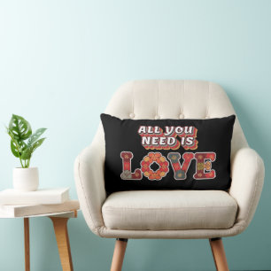 Retro "Alles was du brauchst ist Liebe" Lendenkissen