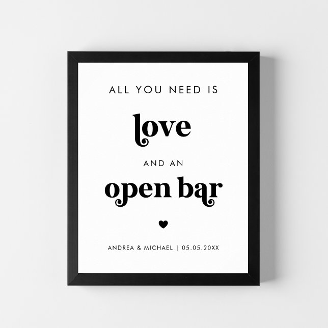 Retro Alles was Sie brauchen ist Liebe Open Bar We Poster (Von Creator hochgeladen)
