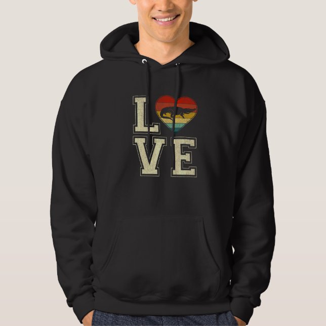 Retro Alligator Herzklopfen Tiere Valentinstag Cou Hoodie (Vorderseite)
