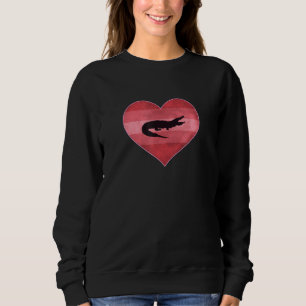 Retro Alligator Valentinstag Herz Liebe Frauen Sweatshirt