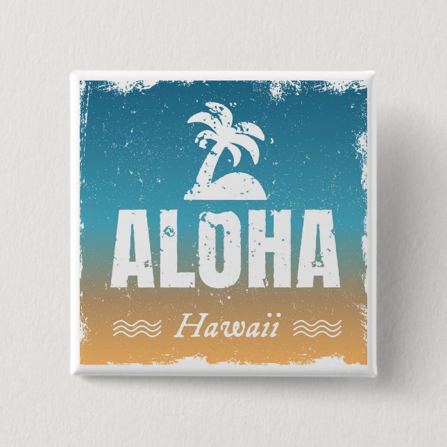 Retro Aloha Hawaii Button (Vorderseite)
