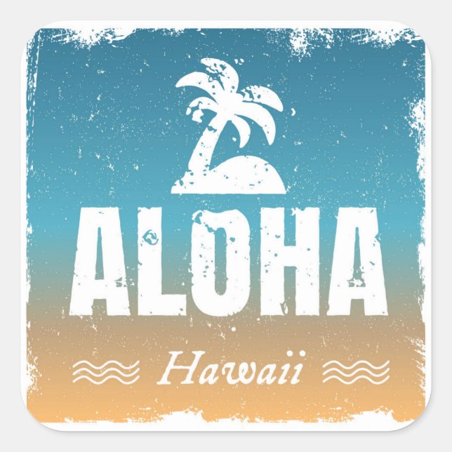 Retro Aloha Hawaii Quadratischer Aufkleber (Vorderseite)