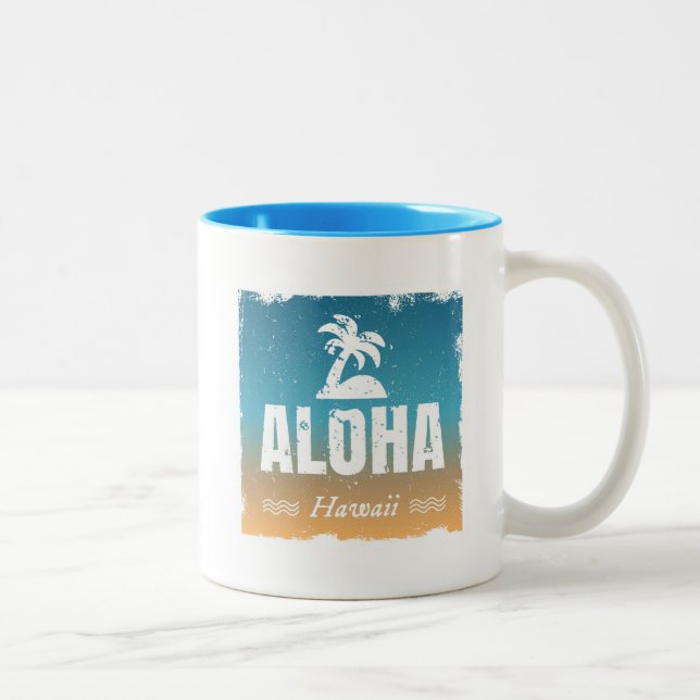 Retro Aloha Hawaii Zweifarbige Tasse (Rechts)