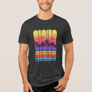 Retro Aloha Palmen Tropischer Familienurlaub Tri-Blend Shirt