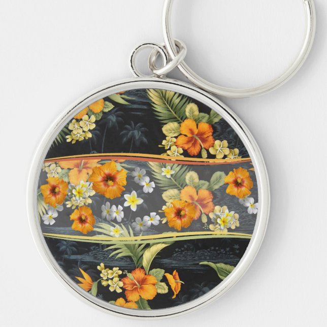 Retro Aloha Shirt und Hibiskus Schlüsselanhänger (Vorne)