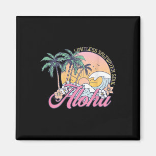 Retro Aloha Sonnenuntergang Palmen Tropische Blume Magnet