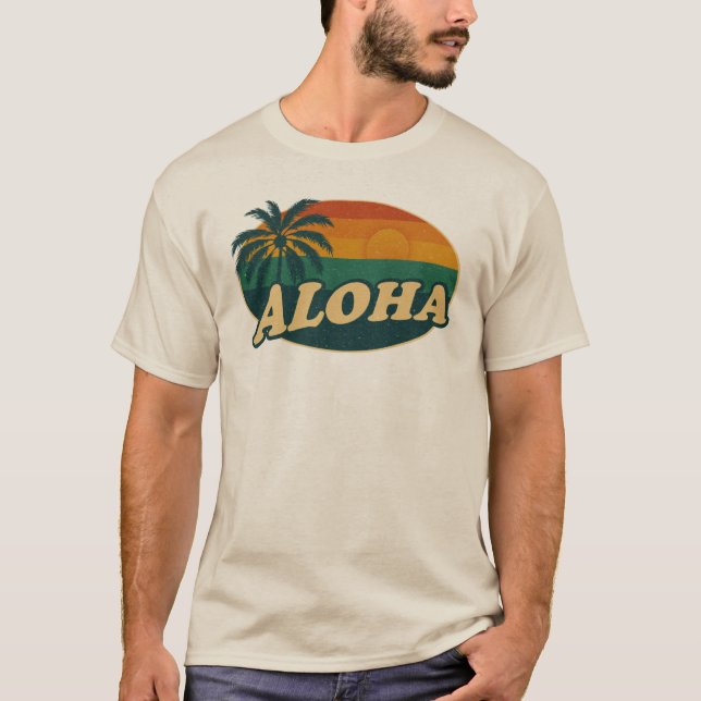 Retro Aloha Sunset - Vintage Insel Vibes T-Shirt (Vorderseite)