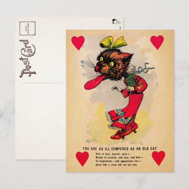 Retro Alte Katze Vinegar Valentinstag Postkarte (Vorne/Hinten)
