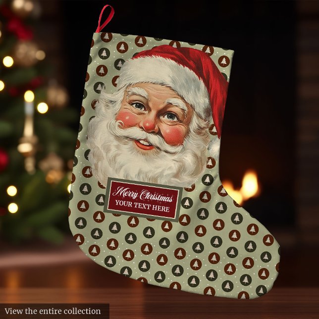 Retro Alte Mode Weihnachtsmann Weihnachten Strumpf Großer Weihnachtsstrumpf (Retro Old Fashioned Santa Claus Christmas Stocking)