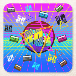 RETRO-ALTE SCHULE DER 80er Jahre Rechteckiger Pappuntersetzer