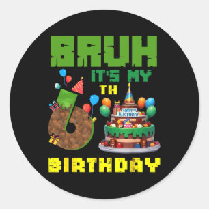Retro Alter Es Ist Mein 6. Geburtstag Pixel Kuchen Runder Aufkleber