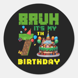 Retro Alter Ich Hab Meinen 7. Geburtstag Pixel Kuc Runder Aufkleber
