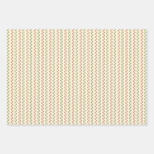 Retro Altes Weihnachtsstich Geschenkpapier Set