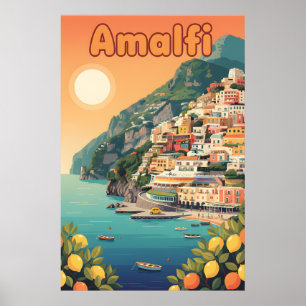 Retro Amalfi Küste : Reiseplaner Mitte des Jahrhun Poster