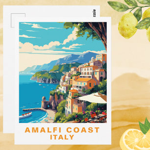 Retro Amalfiküste Italien Reise-Postkarte Postkarte
