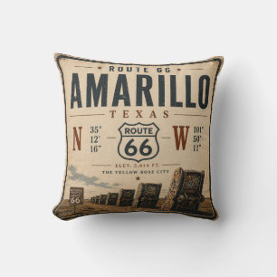 Retro Amarillo Route 66 Koordinaten Kissen