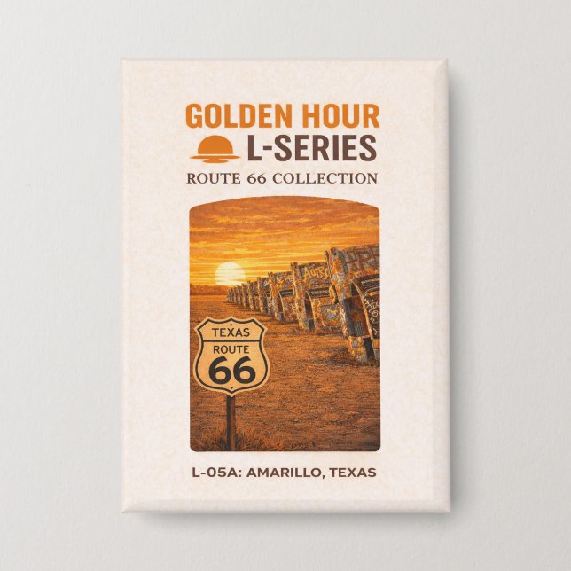 Retro Amarillo Texas Route 66 Landmark Button (Vorderseite)