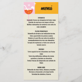 Retro Amarillo y Rosa Estampado Geométrico Boda Menükarte