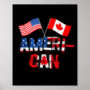 Retro-Ameri-can Kanada USA-Flagge Patriotischer Ka Poster