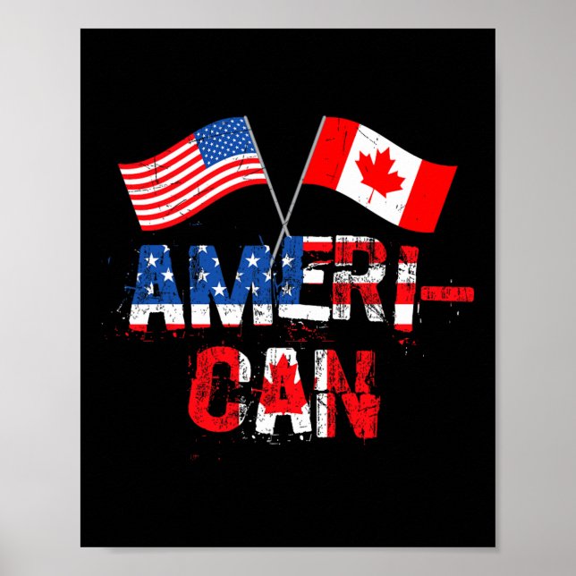 Retro-Ameri-can Kanada USA-Flagge Patriotischer Ka Poster (Vorne)