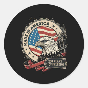 Retro America 250. Geburtstag Geburtstag Grunge Us Runder Aufkleber