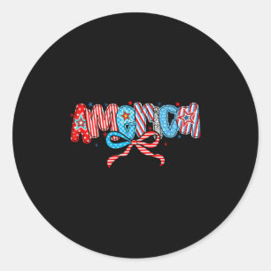 Retro America Coquette 4. Juli Gedenktag Pa Runder Aufkleber