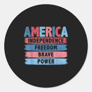 Retro America Independence Freedom Brave Usa 4. O Runder Aufkleber