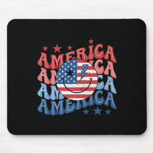 Retro America Smile Flag American Flag Patriotic 4 Mousepad