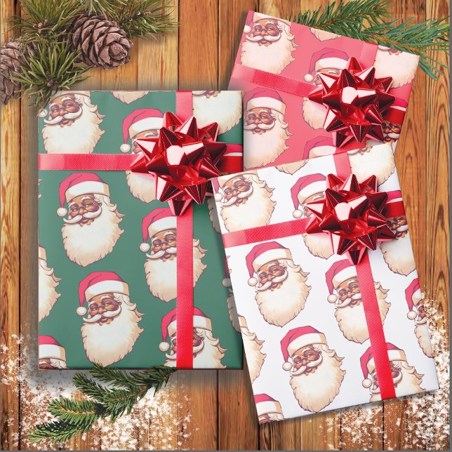 Retro American Black Santa Weihnachten Geschenkpapier Set (Von Creator hochgeladen)