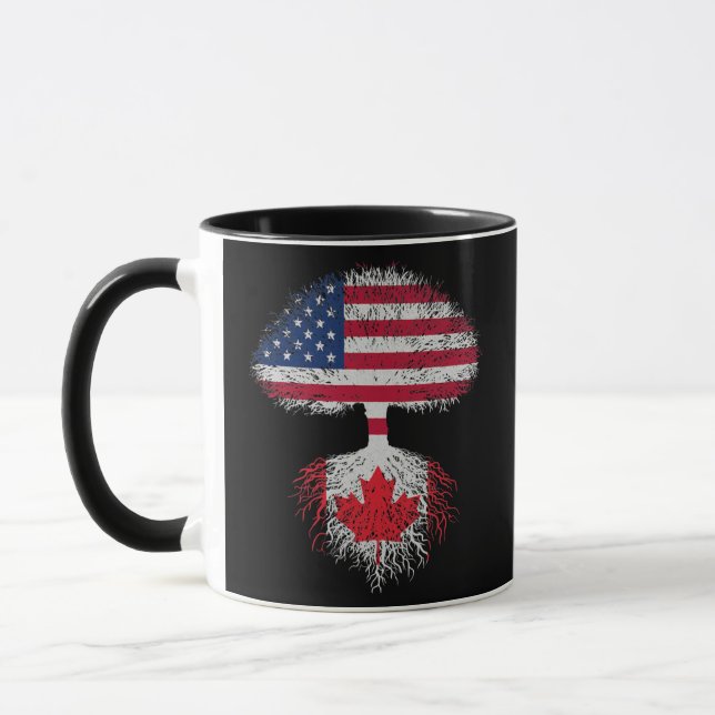 Retro American Canadian Flag Tree Roots Canada Tasse (Links)