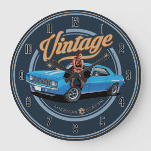 Retro American Classic Muscle Car Large Clock Große Wanduhr