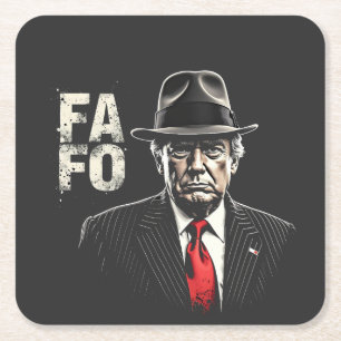 Retro American Donald Trump FAFO USA Flag Patriot Rechteckiger Pappuntersetzer