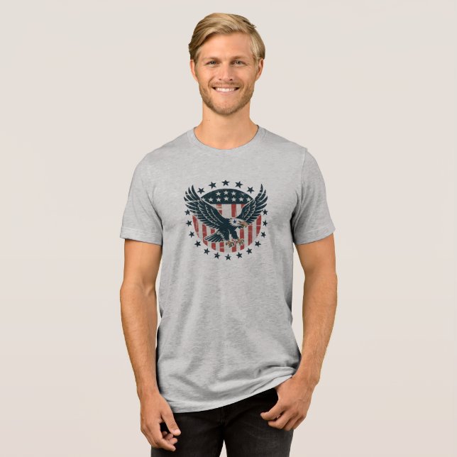Retro American Eagle  Tri-Blend Shirt (Vorderseite voll)