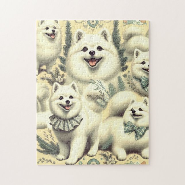Retro American Eskimo Illustration Puzzle (Vertikal)