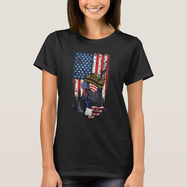 Retro American Flag 4th of July Great Dane Veteran T-Shirt (Vorderseite)