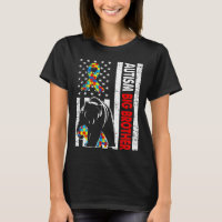 Retro American Flag Autism Big Brother Bear Awaren