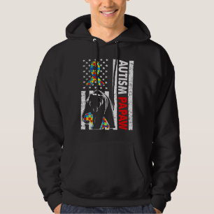 Retro American Flag Autism Papaw Bären Sensibilisi Hoodie