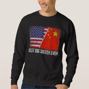 Retro American Flag China Flag Best Big Sister Eve Sweatshirt