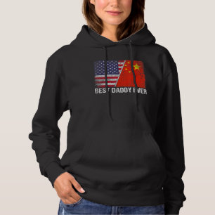 Retro American Flag China Flag Best Daddy Ever Fla Hoodie