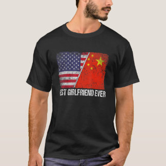 Retro American Flag China Flag Best Girlfriend Eve T-Shirt
